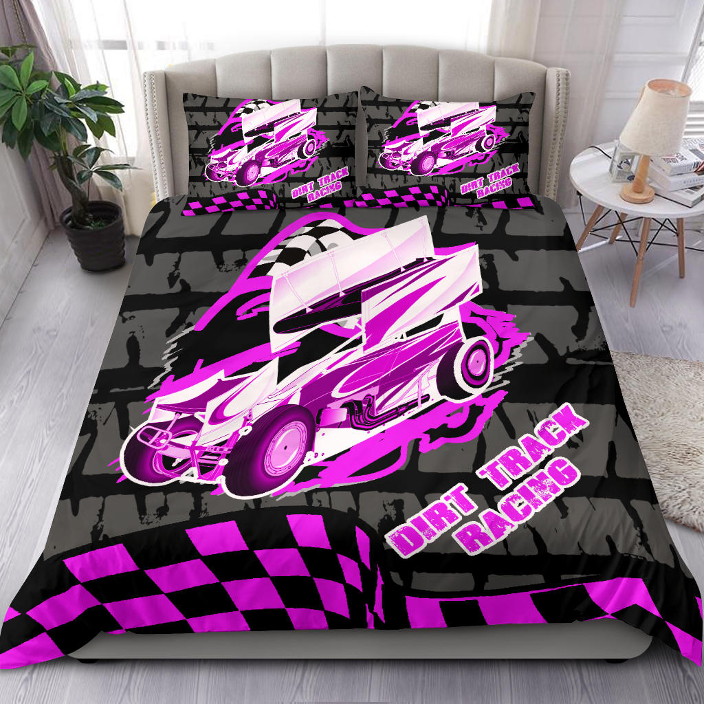 Sprint Car Racing Bedding Set Pink