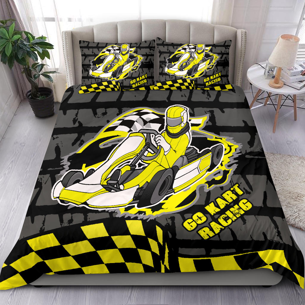 Go-kart racing bedding set yellow