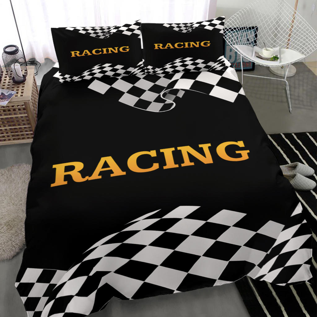 Racing checkered flag bedding set