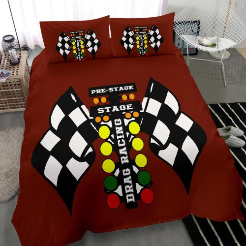 Drag Racing Maroon Bedding Set
