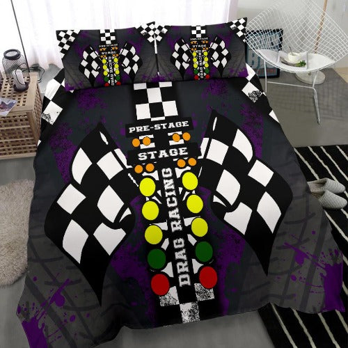 Drag Racing Purple Bedding Set