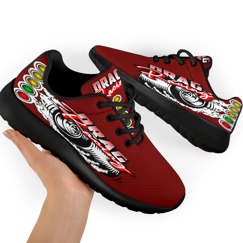 Classic red drag racing sneakers with memory foam and lightweight design.