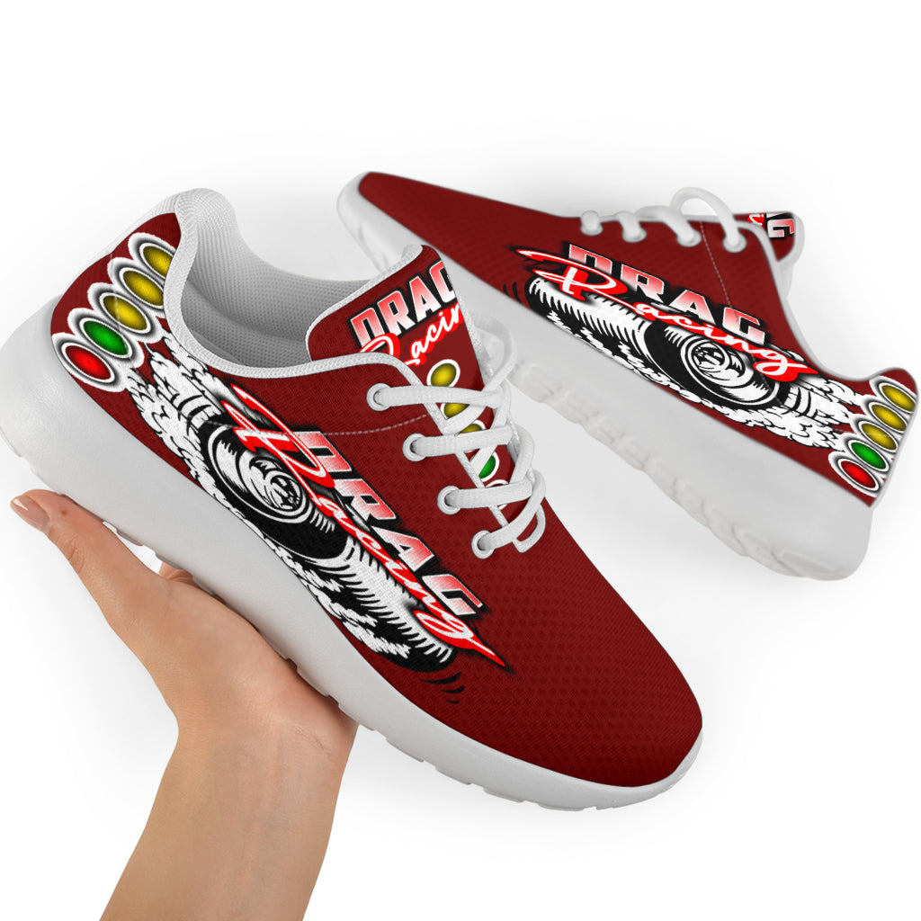 Classic red drag racing sneakers with memory foam and lightweight design.