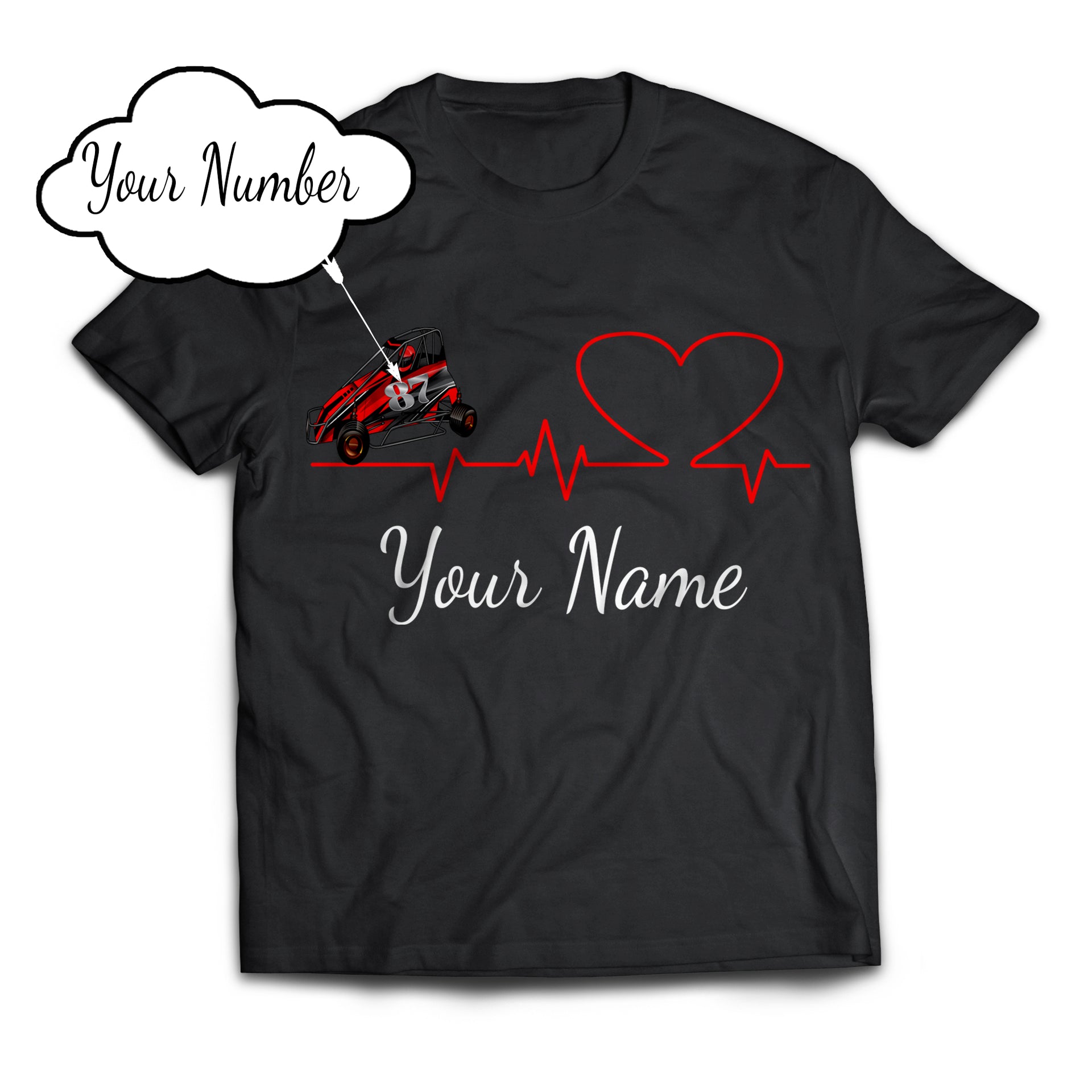 Custom Midget Car Heartbeat T-Shirts