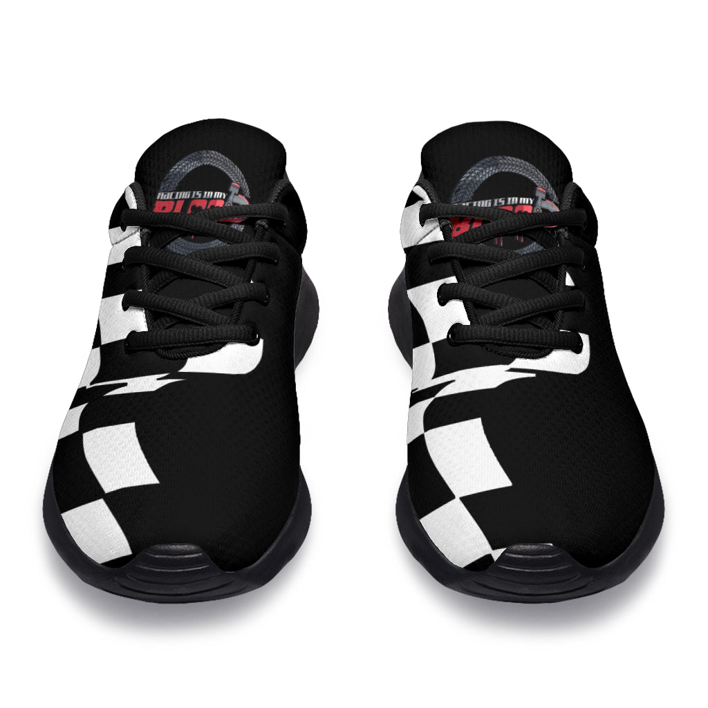 Custom Racing Sneakers featuring a lightweight, breathable mesh upper and a high-traction EVA outsole designed for motorsports enthusiasts.