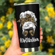 Dirt Bike Mom custom stainless steel tumbler featuring vacuum insulation, a one-press leak-proof lid, and a high-quality motocross racing design.