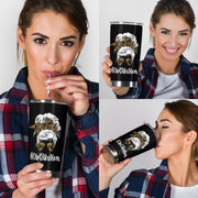 Dirt Bike Mom custom stainless steel tumbler featuring vacuum insulation, a one-press leak-proof lid, and a high-quality motocross racing design.