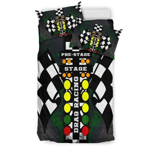 Drag Racing Green Bedding Set