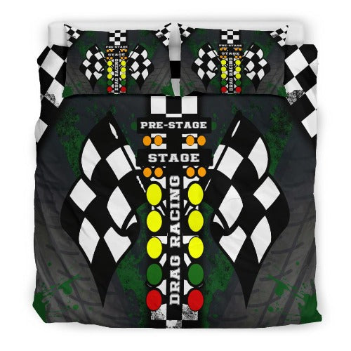 Drag Racing Green Bedding Set