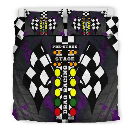 Drag Racing Purple Bedding Set