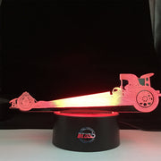 Dragster 3D LED Lamp showing a sleek Top Fuel dragster silhouette glowing in a bright, race-ready red on a modern black base.