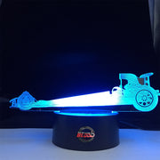 Dragster 3D LED Lamp showing a sleek Top Fuel dragster silhouette glowing in a bright, race-ready red on a modern black base.