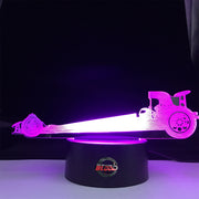 Dragster 3D LED Lamp showing a sleek Top Fuel dragster silhouette glowing in a bright, race-ready red on a modern black base.