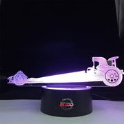Dragster 3D LED Lamp showing a sleek Top Fuel dragster silhouette glowing in a bright, race-ready red on a modern black base.