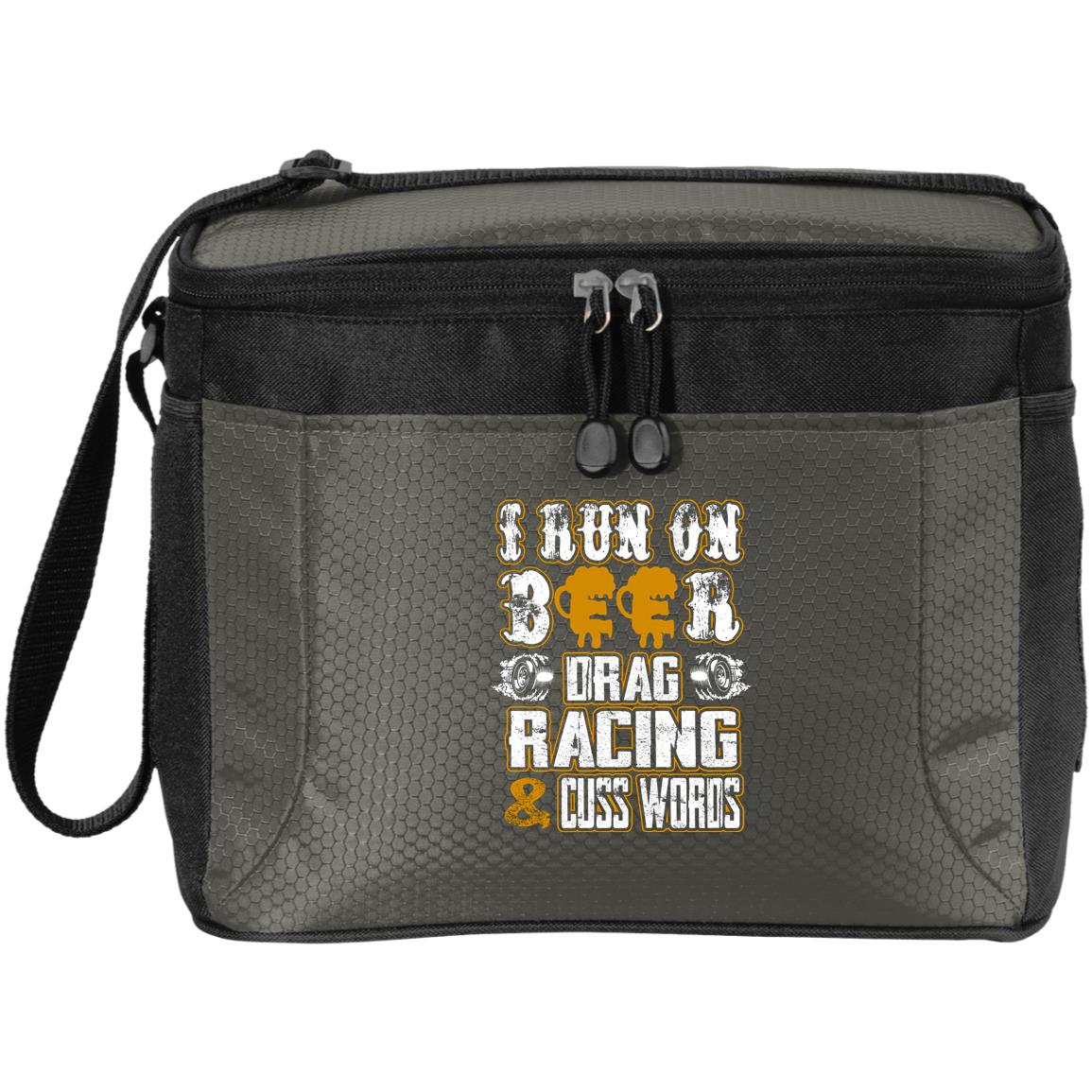 I Run On Beer Drag Racing And Cuss Words 12-Pack Cooler