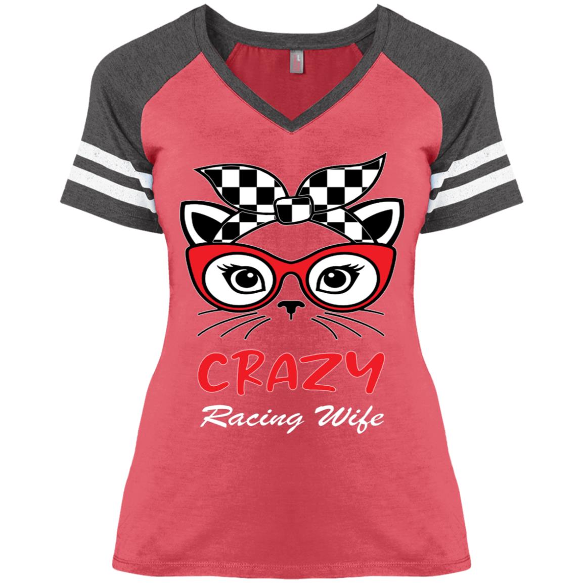 Crazy Racing Wife Ladies' Game V-Neck T-Shirt