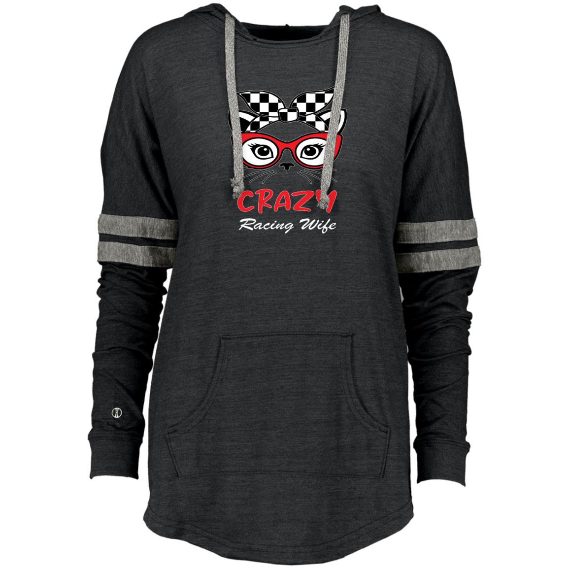 Crazy Racing Wife Ladies Hooded Low Key Pullover