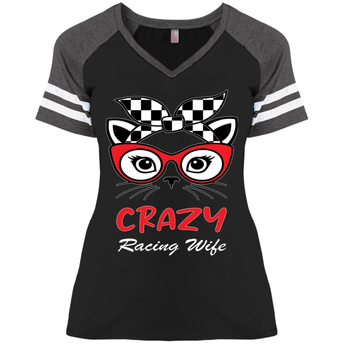 Crazy Racing Wife Ladies' Game V-Neck T-Shirt