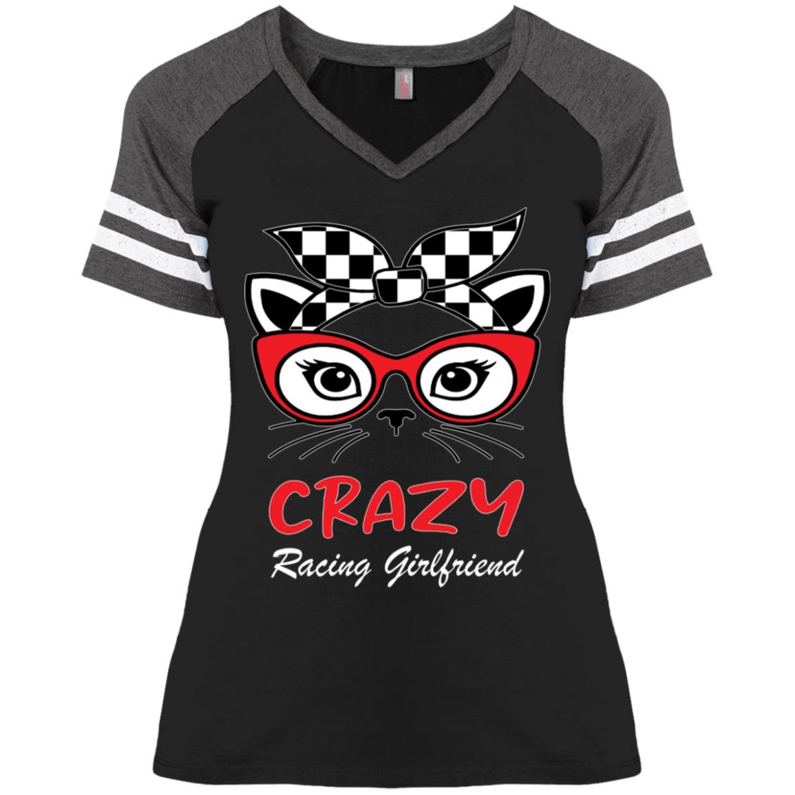 Crazy Racing Girlfriend Ladies' Game V-Neck T-Shirt