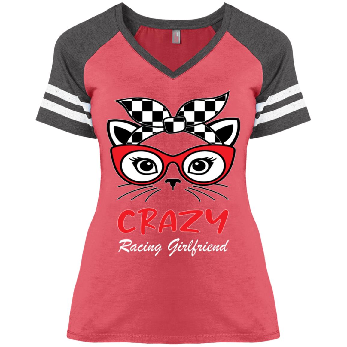 Crazy Racing Girlfriend Ladies' Game V-Neck T-Shirt