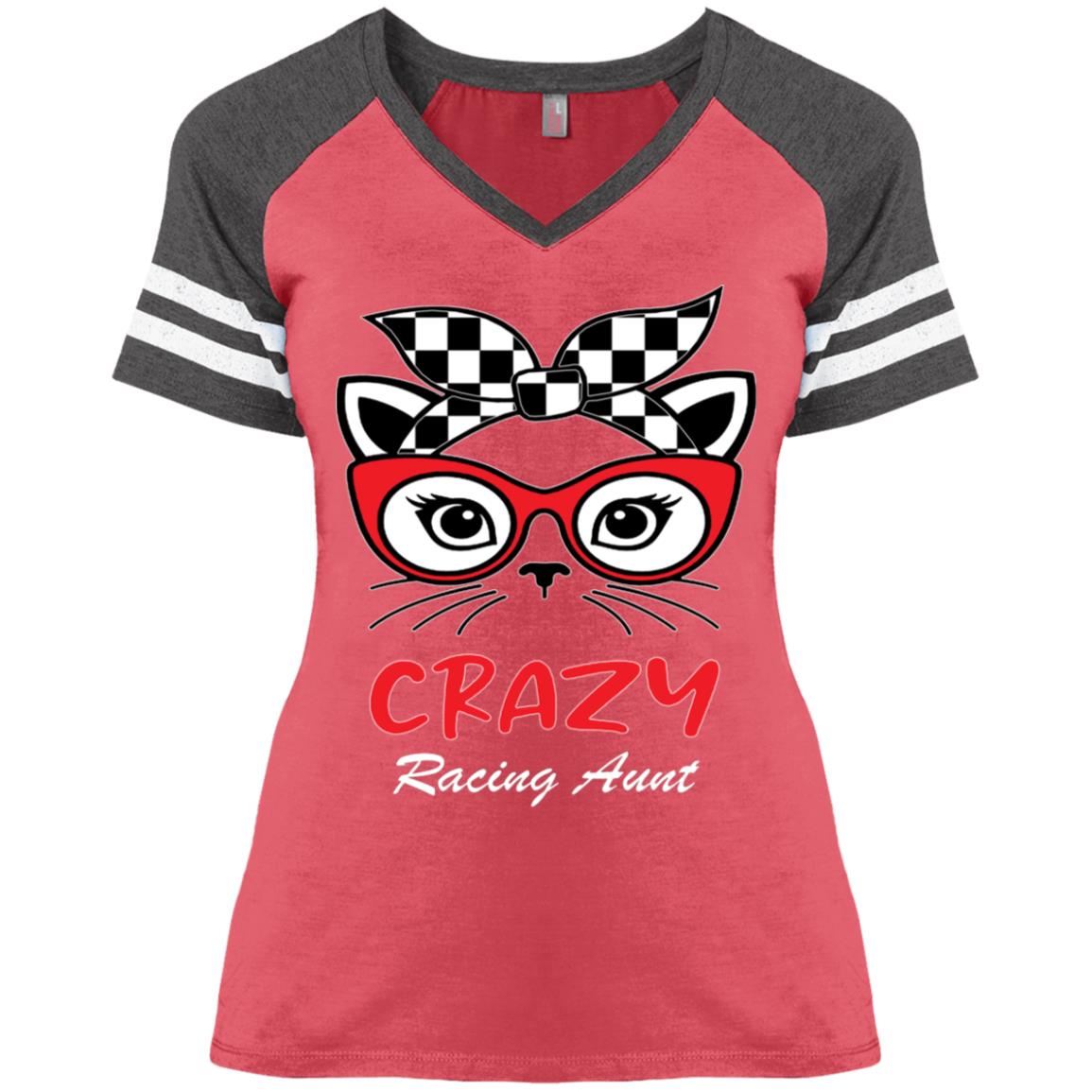 Crazy Racing Aunt Ladies' Game V-Neck T-Shirt
