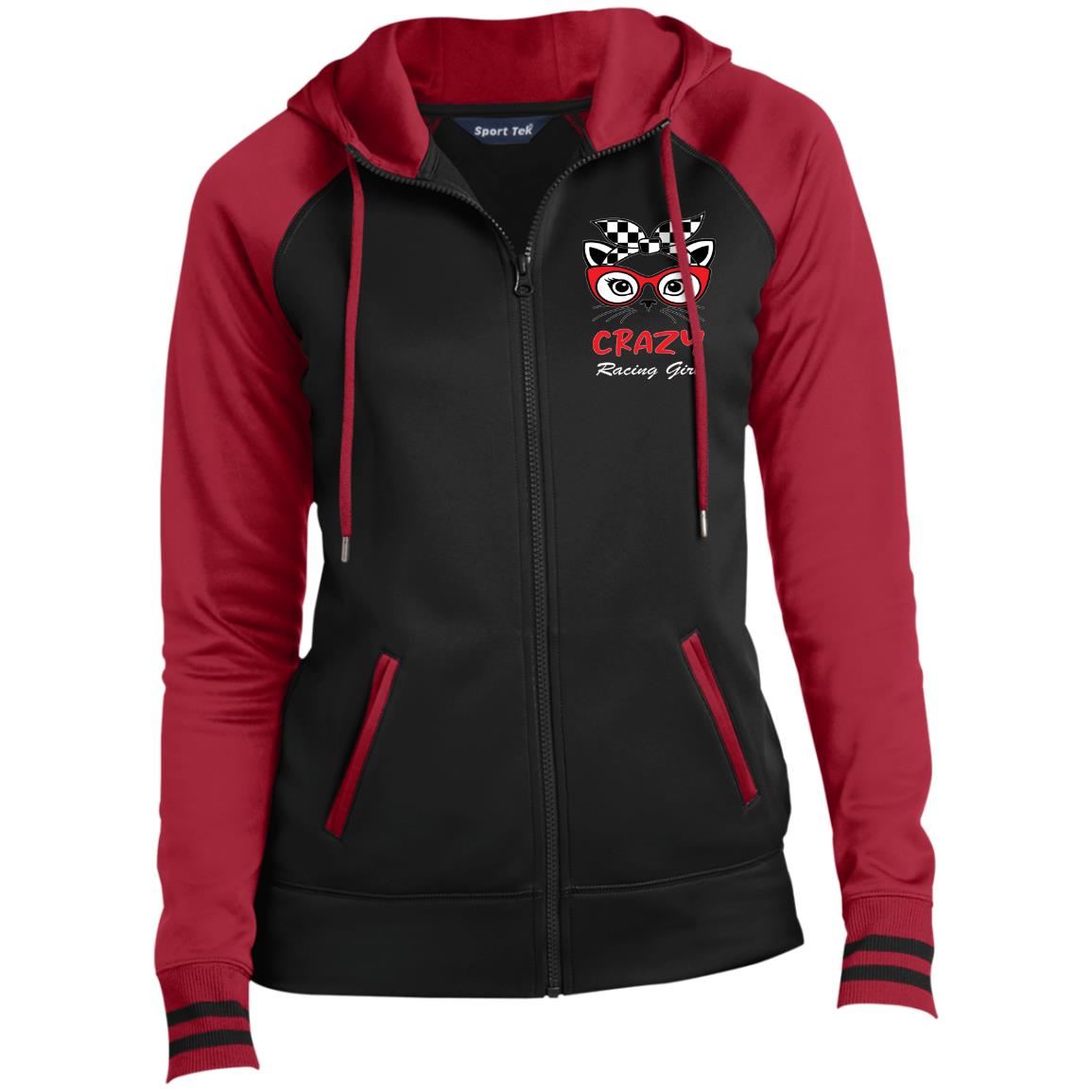 Crazy Racing Girl Ladies' Moisture Wick Full-Zip Hooded Jacket