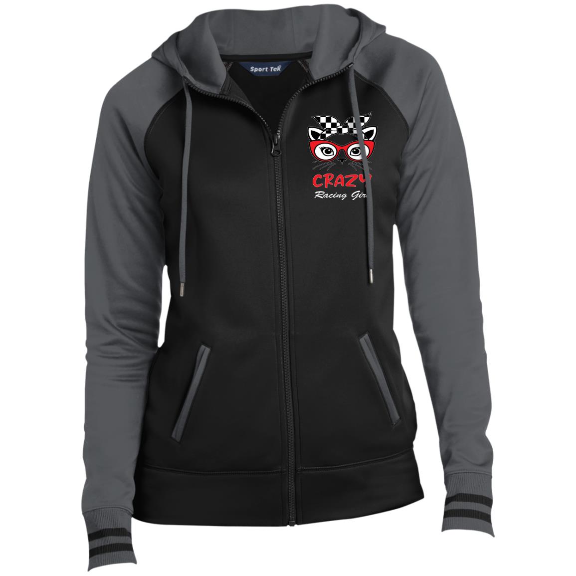 Crazy Racing Girl Ladies' Moisture Wick Full-Zip Hooded Jacket
