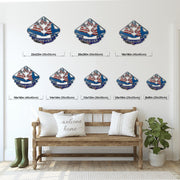 Go-Kart Racing USA metal sign size comparison showing eight options from 8 × 8 to 22 × 22 inches.