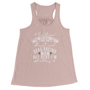 "I Never Dreamed I'd Grow Up To Be A Super Cool Drag Racing Mom" apparel collection featuring women's v-necks, flowy racerback tanks, lightweight crop hoodies, and fleece sweatshirts.