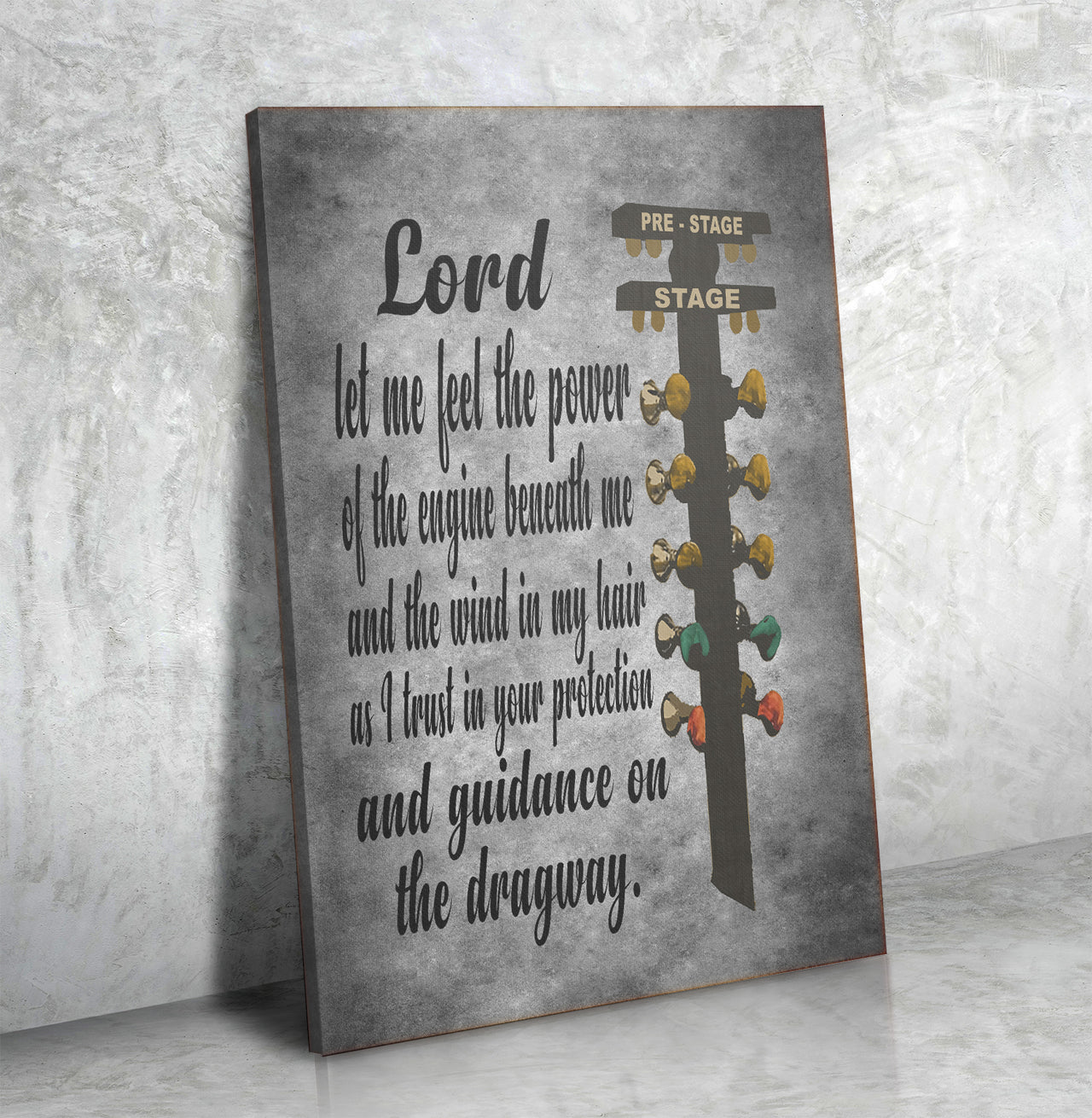 Drag Racer's Prayer Canvas Portrait