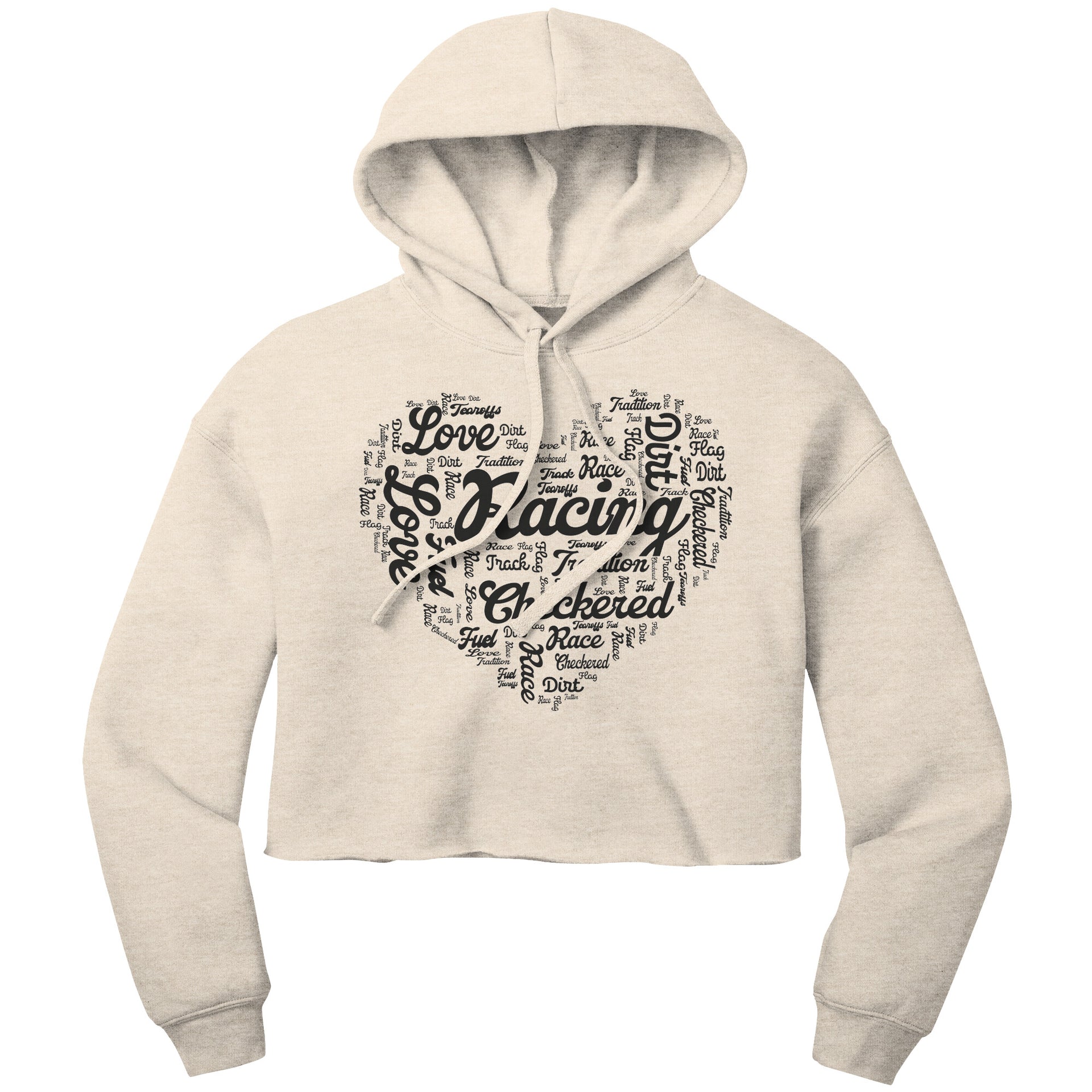 dirt track racing crop hoodie