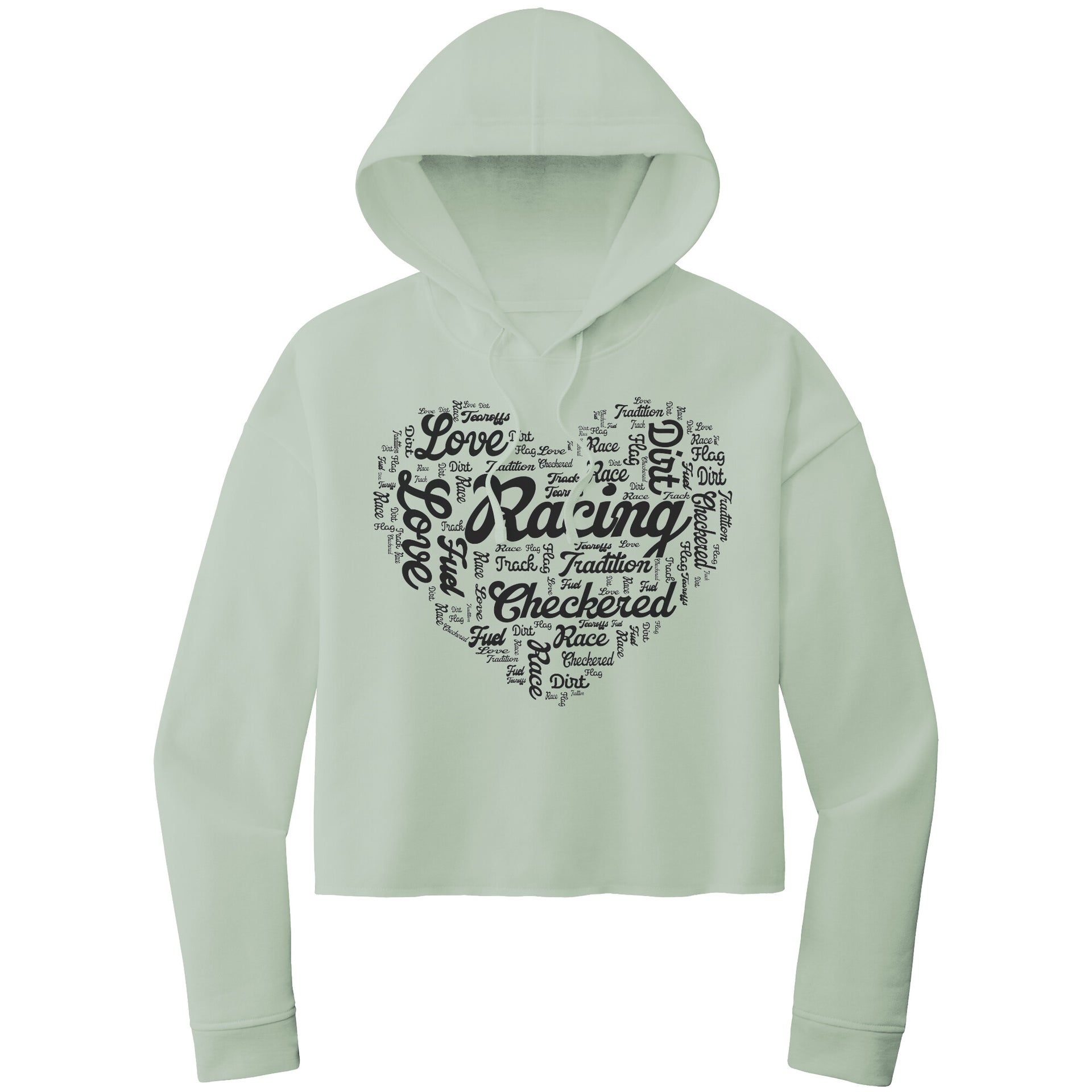 dirt track racing crop hoodie