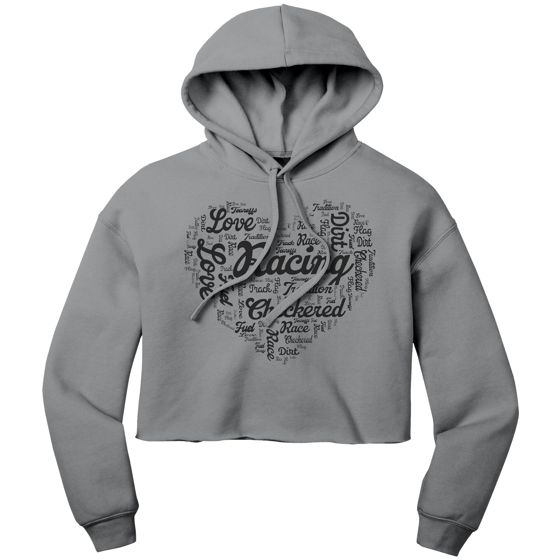 dirt track racing crop hoodie