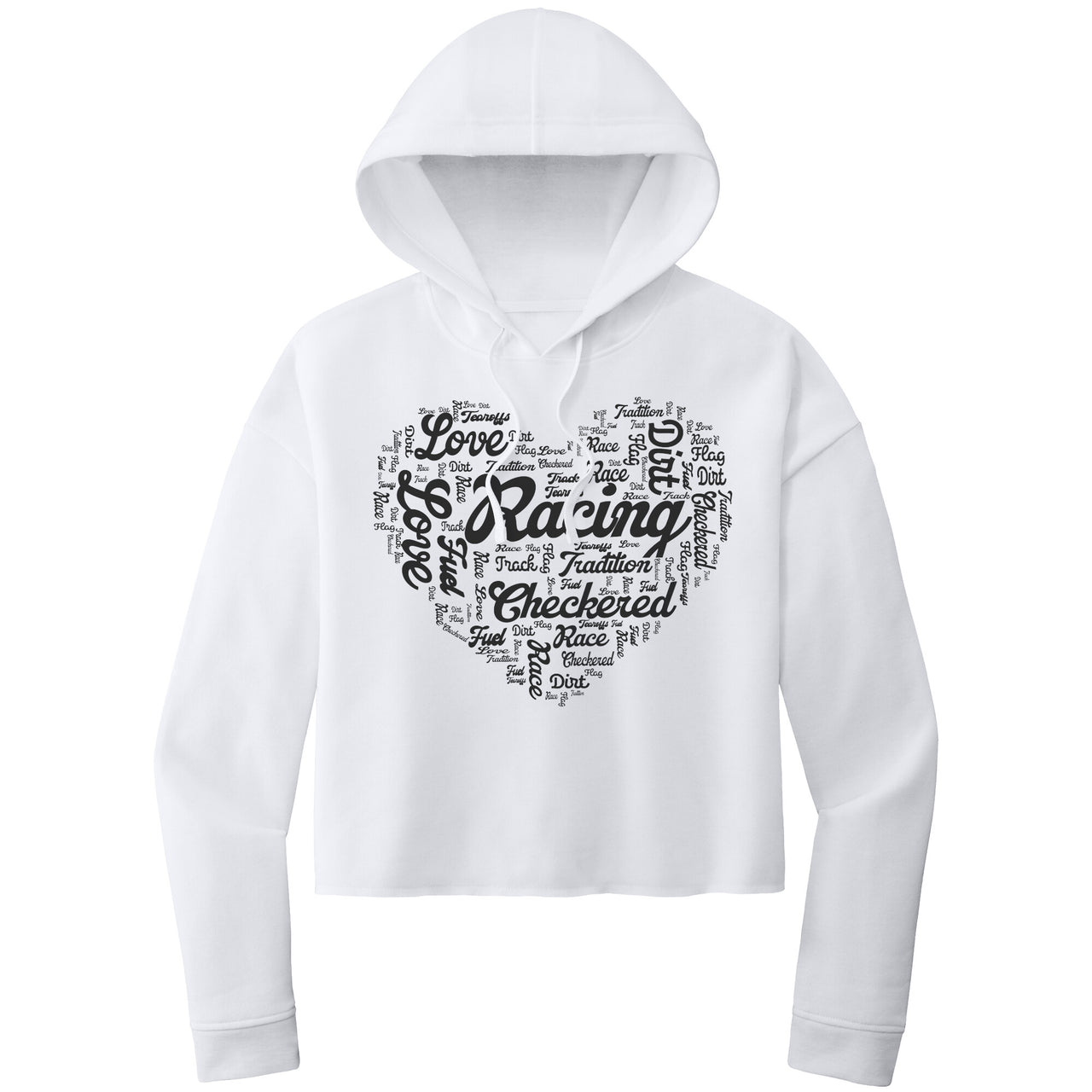 dirt track racing crop hoodie