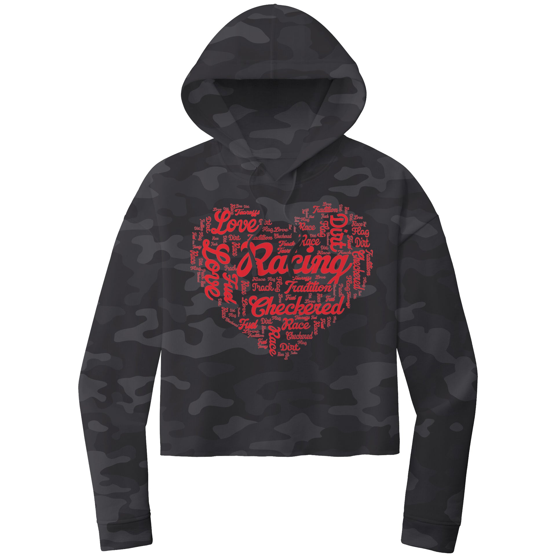 dirt track racing crop top hoodie
