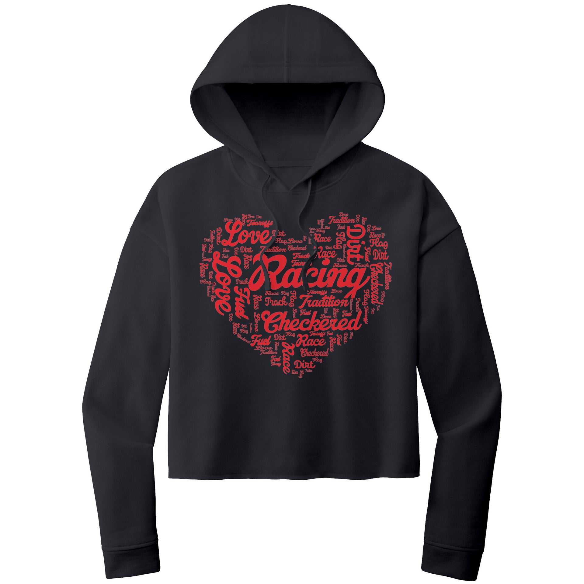 dirt track racing crop top hoodie