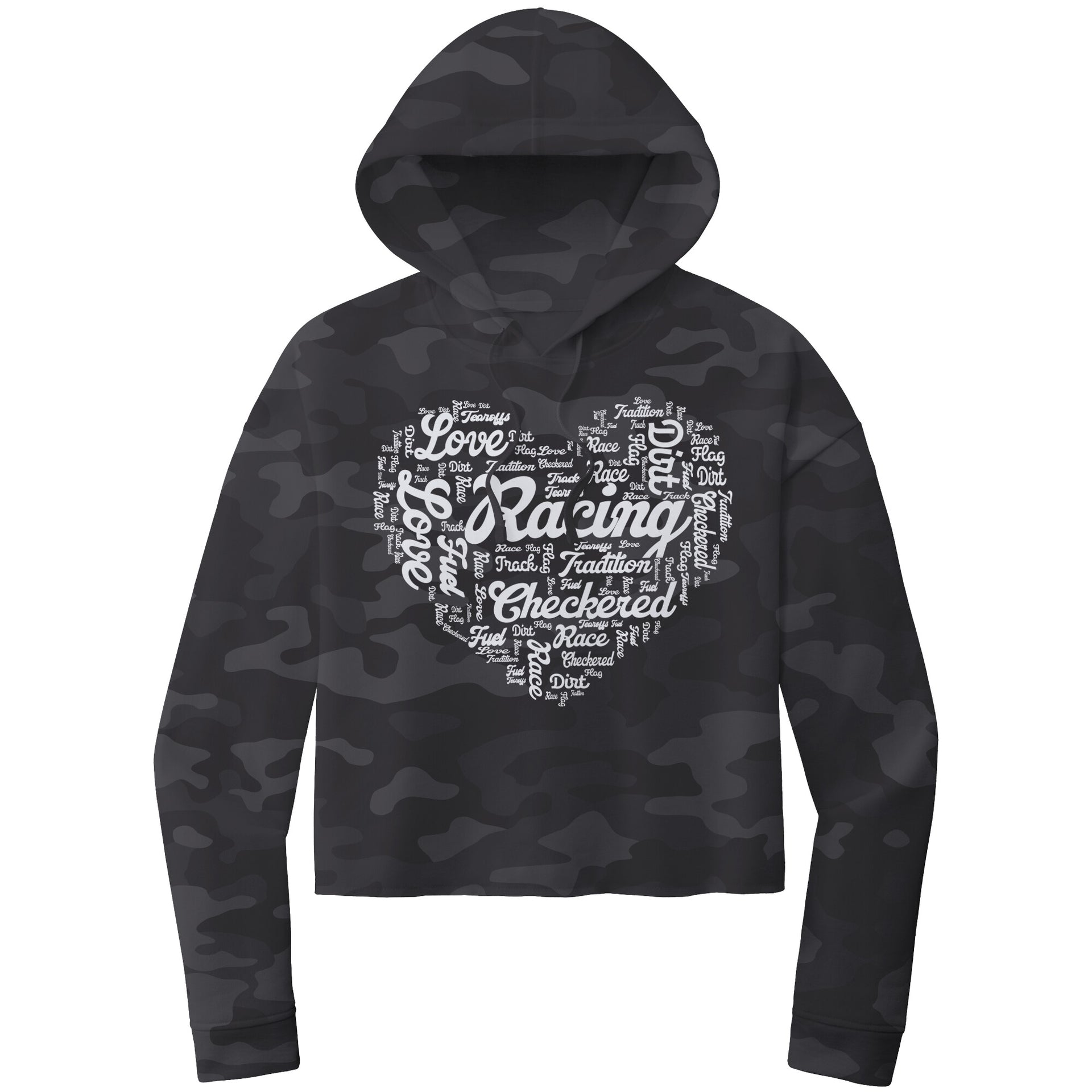 dirt track racing crop hoodie