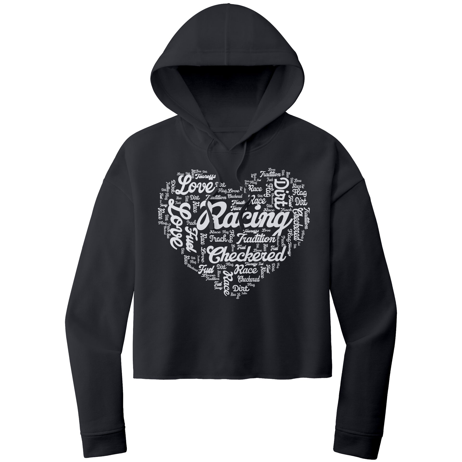 dirt track racing crop hoodie