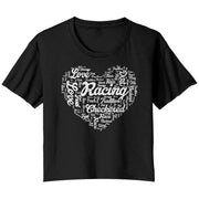 dirt track racing flowy crop t-shirt