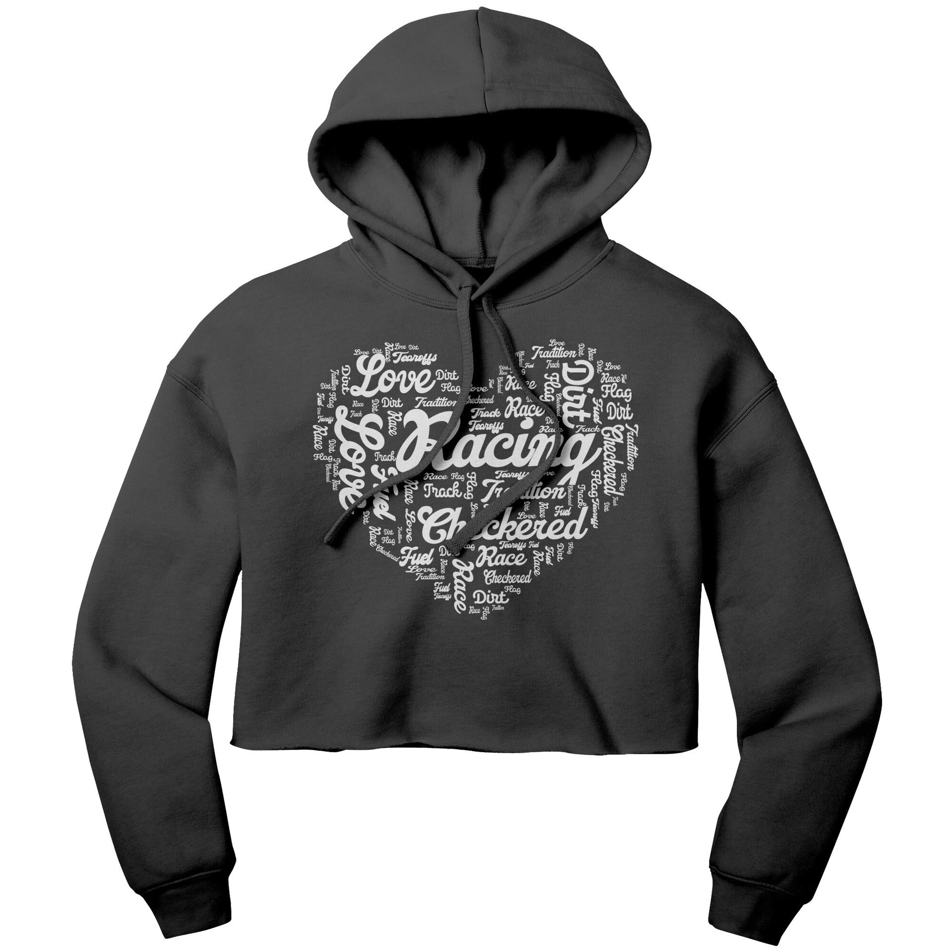 dirt track racing crop hoodie