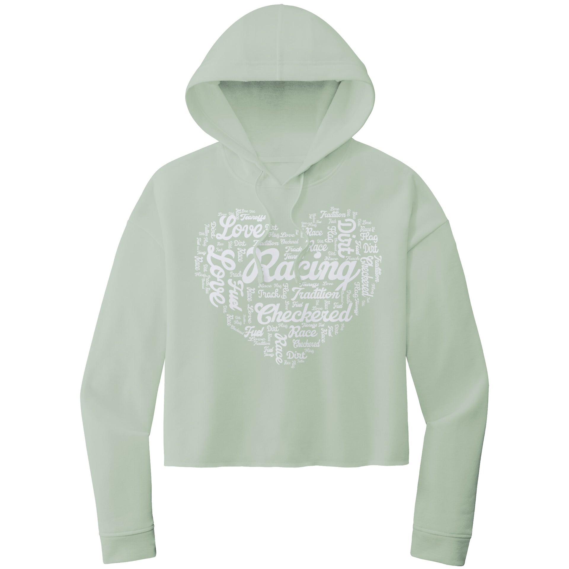 dirt track racing crop hoodie