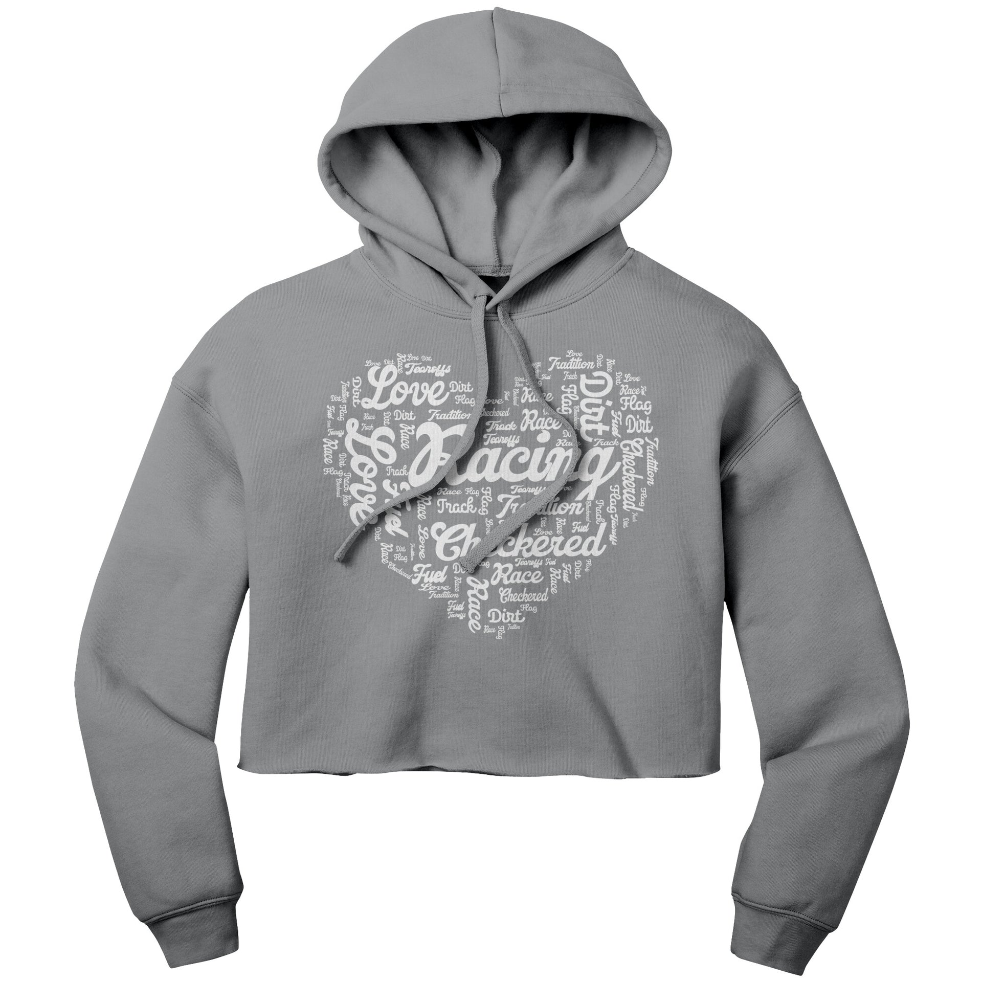 dirt track racing crop hoodie