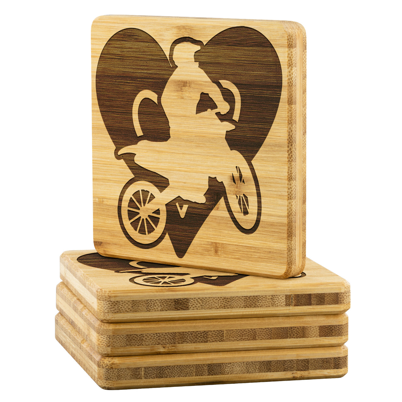 Motocross Bamboo Coaster