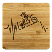 Motocross Girl Heartbeat Bamboo Coaster