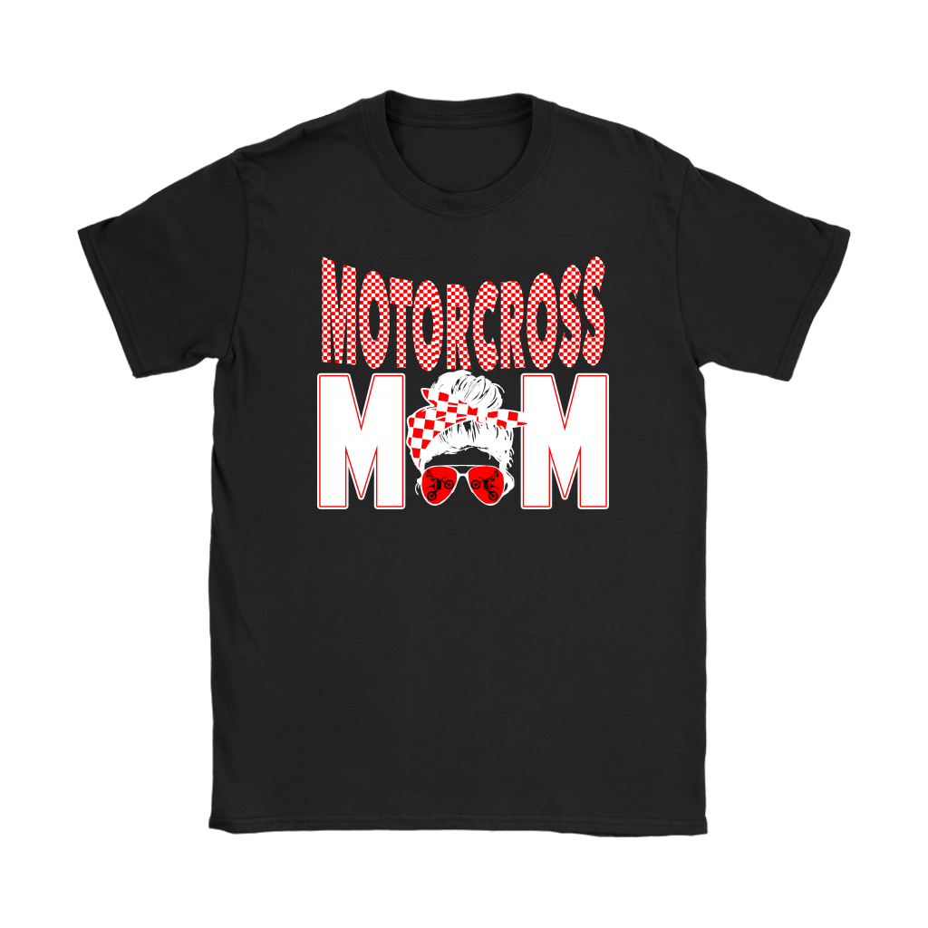 Motocross Mom apparel collection featuring premium women's t-shirts, lightweight racerback tanks, soft v-necks, and cozy fleece hoodies designed for dirt bike racing families.