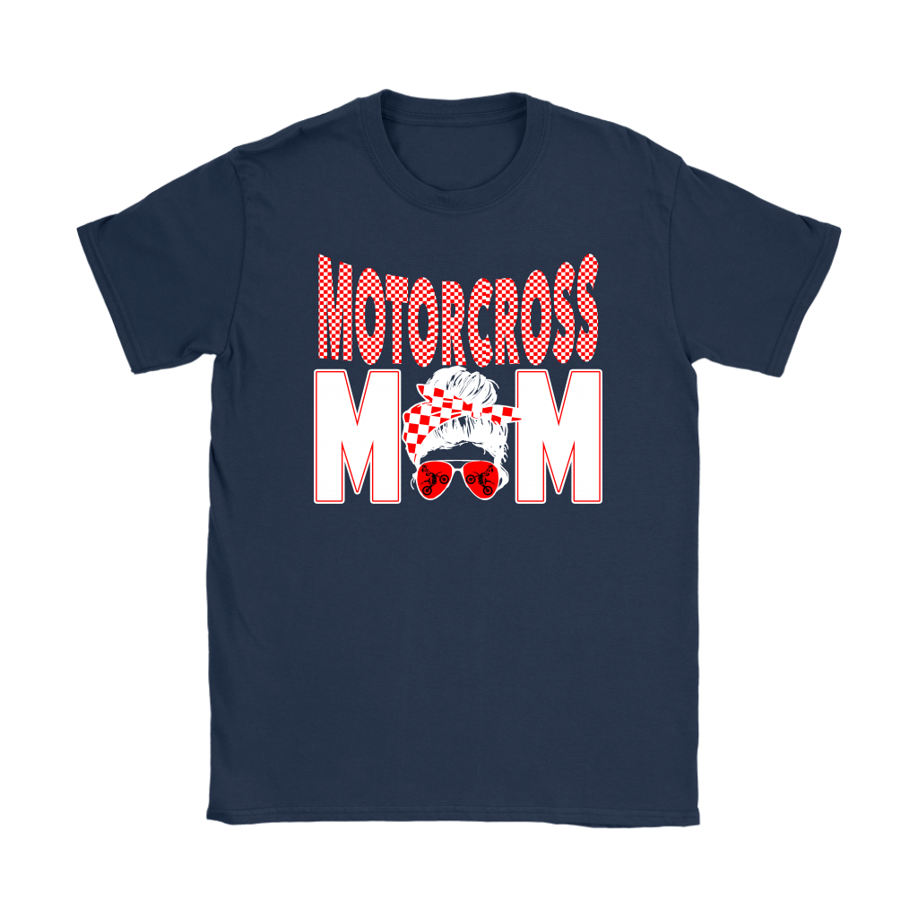 Motocross Mom apparel collection featuring premium women's t-shirts, lightweight racerback tanks, soft v-necks, and cozy fleece hoodies designed for dirt bike racing families.