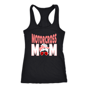 Motocross Mom apparel collection featuring premium women's t-shirts, lightweight racerback tanks, soft v-necks, and cozy fleece hoodies designed for dirt bike racing families.