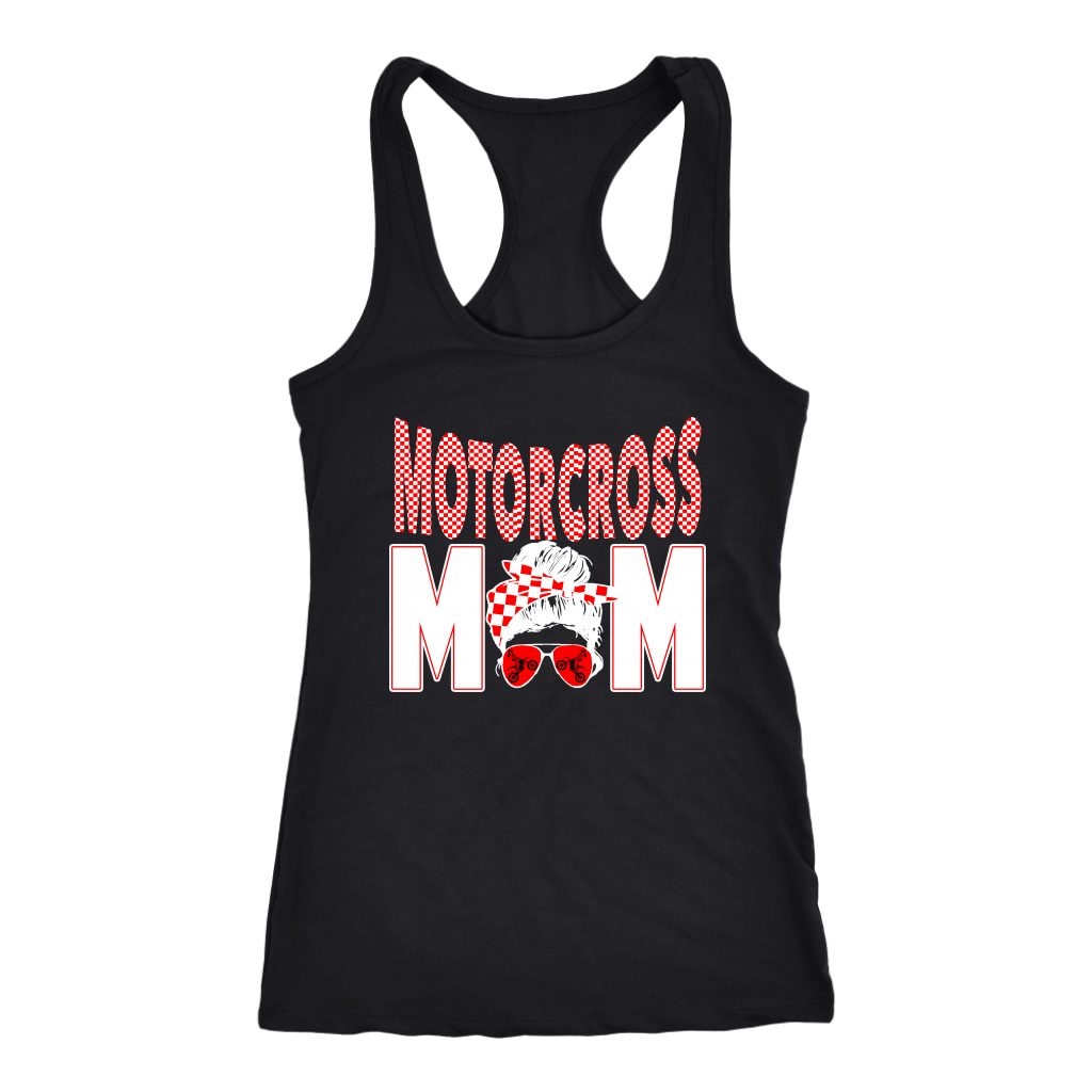 Motocross Mom apparel collection featuring premium women's t-shirts, lightweight racerback tanks, soft v-necks, and cozy fleece hoodies designed for dirt bike racing families.
