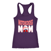 Motocross Mom apparel collection featuring premium women's t-shirts, lightweight racerback tanks, soft v-necks, and cozy fleece hoodies designed for dirt bike racing families.