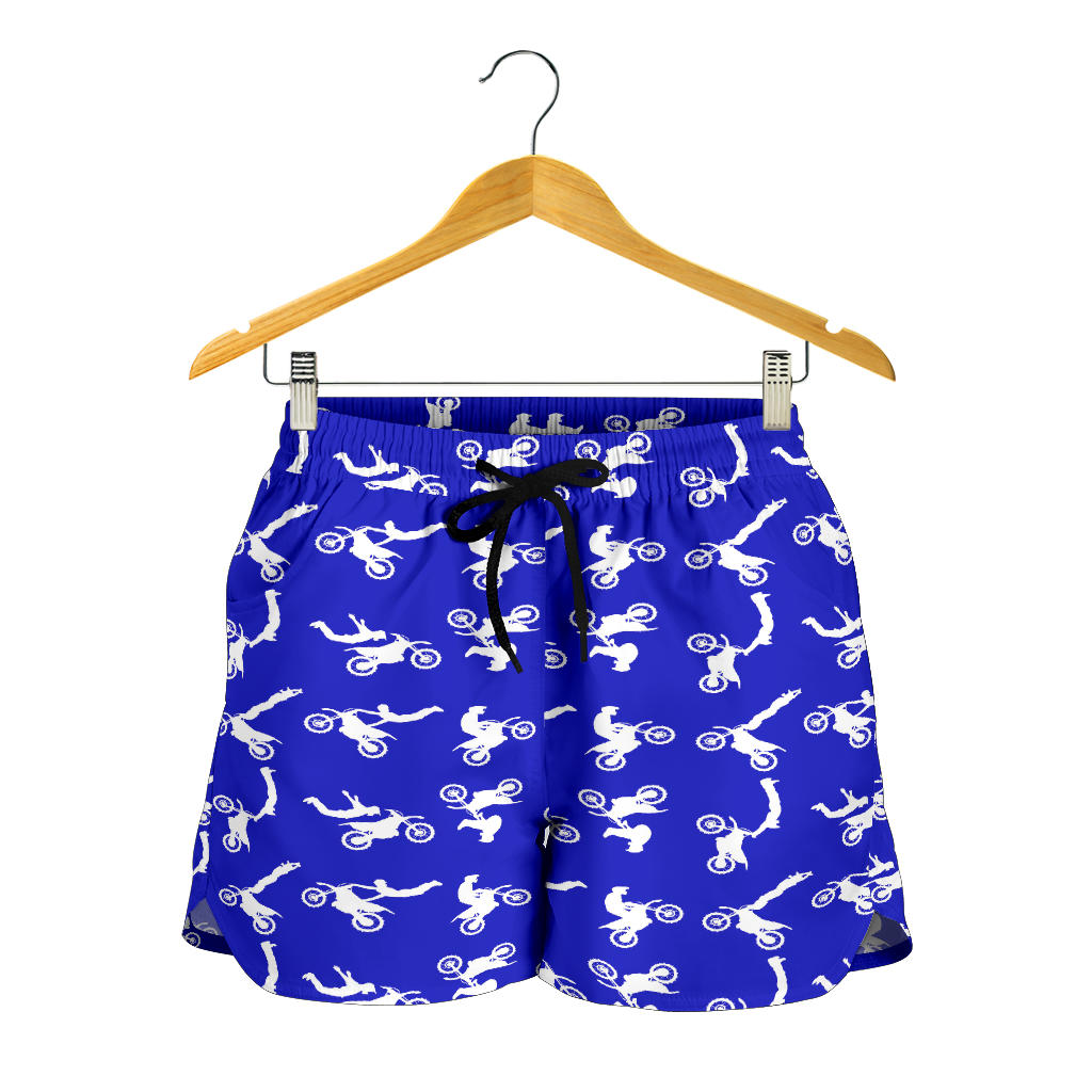 Motocross Women's Shorts in a custom-made racing style featuring moisture-wicking fabric, antibacterial technology, and an adjustable drawstring waistband for female dirt bike riders.